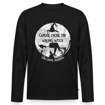 Krebs Hexe Weiß Lungenkrebs - Männer Premium Bio Langarmshirt - Schwarz - Vorne - Nico (187cm)