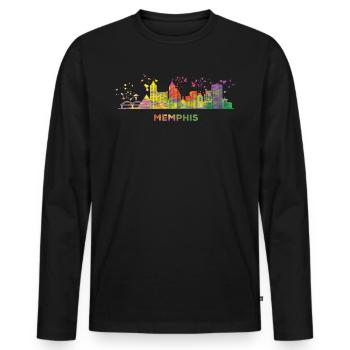 Memphean Skyline Memphis - Männer Premium Bio Langarmshirt - Schwarz - Vorne - Nico (187cm)