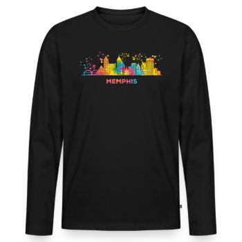 Memphean Skyline Memphis - Männer Premium Bio Langarmshirt - Schwarz - Vorne - Nico (187cm)