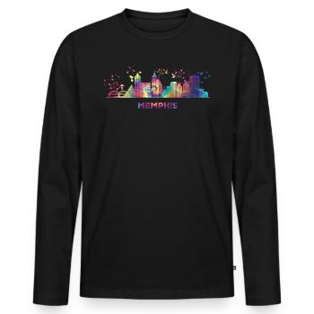 Memphean Skyline Memphis - Männer Premium Bio Langarmshirt - Schwarz - Vorne - Nico (187cm)