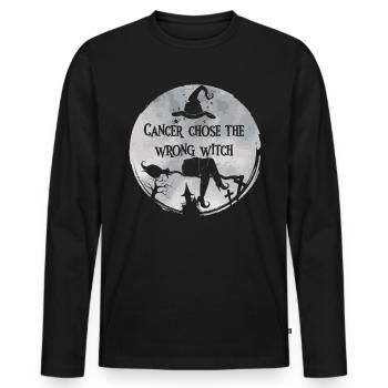 Cancer, Witch, Gray Brain, Cancer - Men's Premium Organic Long Sleeve Shirt - black - Front - Nico (187cm)