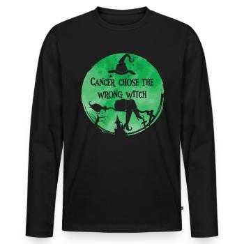 Cancer Witch Green Gallbladder Cancer - Men's Premium Organic Long Sleeve Shirt - black - Front - Nico (187cm)