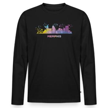 Memphean Skyline Memphis - Männer Premium Bio Langarmshirt - Schwarz - Vorne - Nico (187cm)