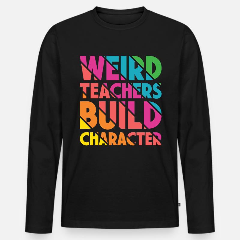 Seltsame Lehrer Lustige Schullehrer - Männer Premium Bio Langarmshirt - Schwarz