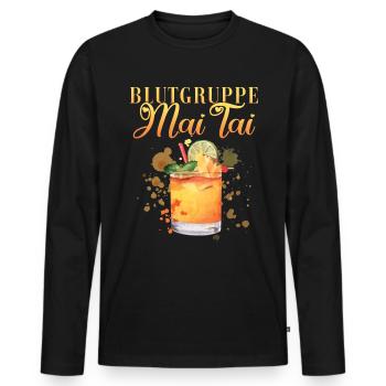 Groupe sanguin Mai Tai Enterrement de vie de jeune fille Barman - T-shirt manches longues Premium bio Homme - noir - Devant - Nico (187cm)