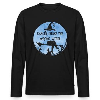 Krebshexe Hellblau Prostatakrebs - Männer Premium Bio Langarmshirt - Schwarz - Vorne - Nico (187cm)