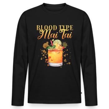 Groupe sanguin Mai Tai Enterrement de vie de jeune fille Barman - T-shirt manches longues Premium bio Homme - noir - Devant - Nico (187cm)