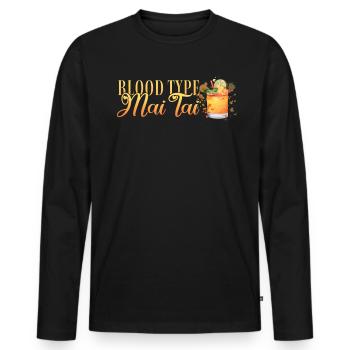 Groupe sanguin Mai Tai Enterrement de vie de jeune fille Barman - T-shirt manches longues Premium bio Homme - noir - Devant - Nico (187cm)