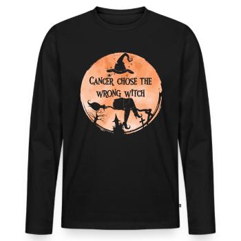 Krebs Hexe Pfirsich Gebärmutterkrebs - Männer Premium Bio Langarmshirt - Schwarz - Vorne - Nico (187cm)