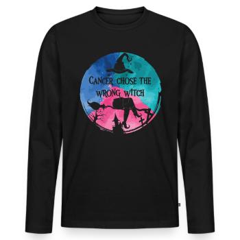 Cancer chose the wrong witch thyroid cancer - Men's Premium Organic Long Sleeve Shirt - black - Front - Nico (187cm)
