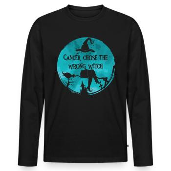Cancer has the wrong witch Ovarian cancer - Men's Premium Organic Long Sleeve Shirt - black - Front - Nico (187cm)