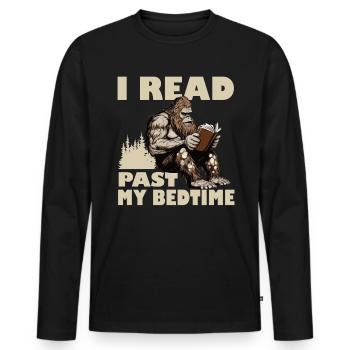 I Read Past My Bedtime Reading Bigfoot - Männer Premium Bio Langarmshirt - Schwarz - Vorne - Nico (187cm)