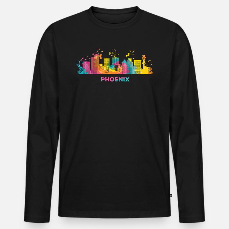 Phoenicians Skyline Phoenix - Männer Premium Bio Langarmshirt - Schwarz