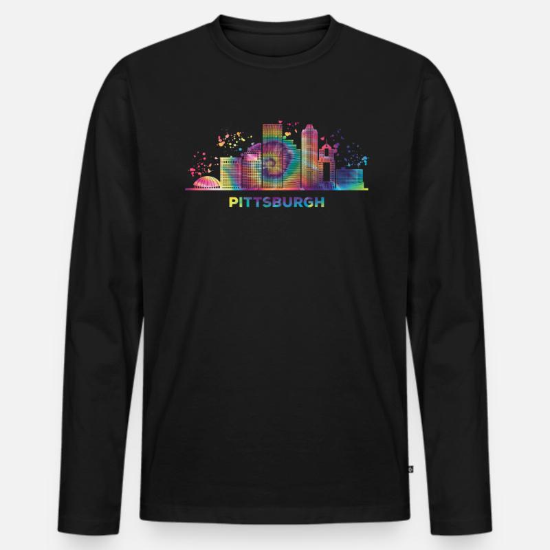 Pittsburgher Skyline Pittsburgh - Männer Premium Bio Langarmshirt - Schwarz