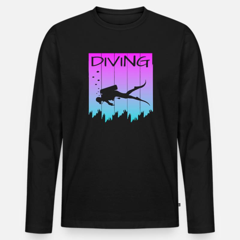tauchen - Männer Premium Bio Langarmshirt - Schwarz