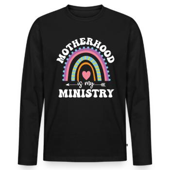 La maternité est mon ministère - T-shirt manches longues Premium bio Homme - noir - Devant - Nico (187cm)
