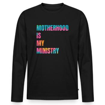 La maternité est mon ministère - T-shirt manches longues Premium bio Homme - noir - Devant - Nico (187cm)