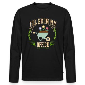 Je serai dans mon bureau le jardin travaille avec des fleurs - T-shirt manches longues Premium bio Homme - noir - Devant - Nico (187cm)