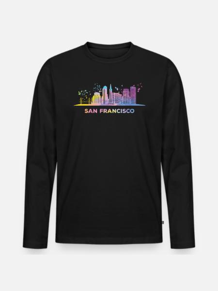 De Horizon van San Franciscanen San Francisco - Mannen Premium Bio shirt met lange mouwen - zwart