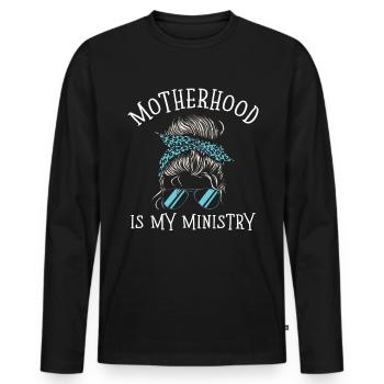 La maternité est mon ministère - T-shirt manches longues Premium bio Homme - noir - Devant - Nico (187cm)