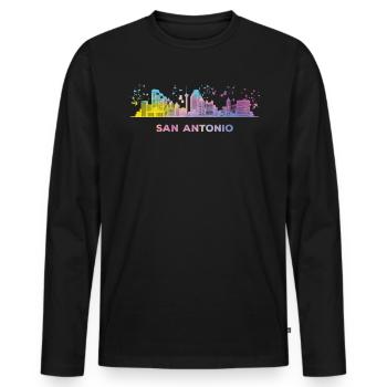 San Antonian Skyline San Antonio - Men's Premium Organic Long Sleeve Shirt - black - Front - Nico (187cm)