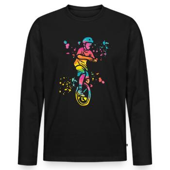 Unicycliste monocycle monocycle - T-shirt manches longues Premium bio Homme - noir - Devant - Nico (187cm)