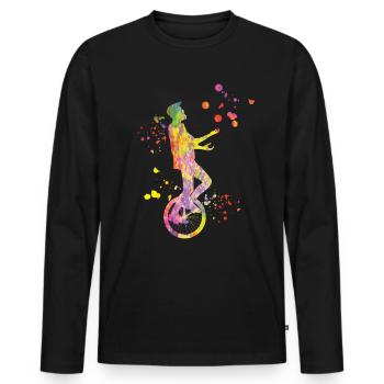 Unicycliste monocycle monocycle - T-shirt manches longues Premium bio Homme - noir - Devant - Nico (187cm)