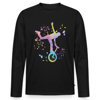 Unicycliste monocycle monocycle - T-shirt manches longues Premium bio Homme - noir - Devant - Nico (187cm)