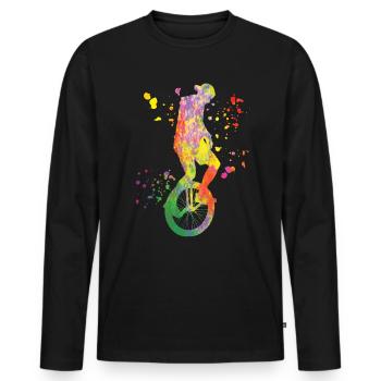Unicycliste monocycle monocycle - T-shirt manches longues Premium bio Homme - noir - Devant - Nico (187cm)