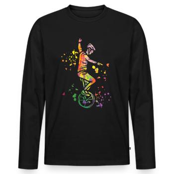 Unicycliste monocycle monocycle - T-shirt manches longues Premium bio Homme - noir - Devant - Nico (187cm)