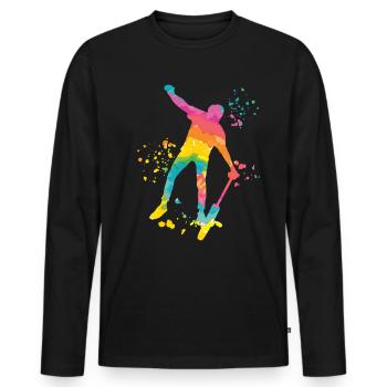 Unicycliste monocycle monocycle - T-shirt manches longues Premium bio Homme - noir - Devant - Nico (187cm)
