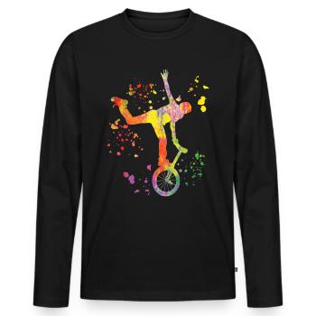 Unicycliste monocycle monocycle - T-shirt manches longues Premium bio Homme - noir - Devant - Nico (187cm)