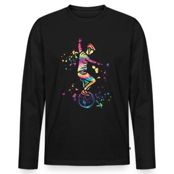 Unicycliste monocycle monocycle - T-shirt manches longues Premium bio Homme - noir - Devant - Nico (187cm)