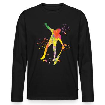 Unicycliste monocycle monocycle - T-shirt manches longues Premium bio Homme - noir - Devant - Nico (187cm)