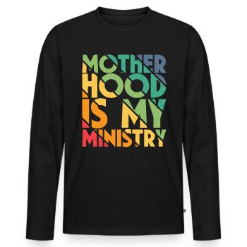 La maternité est mon ministère - T-shirt manches longues Premium bio Homme - noir - Devant - Nico (187cm)