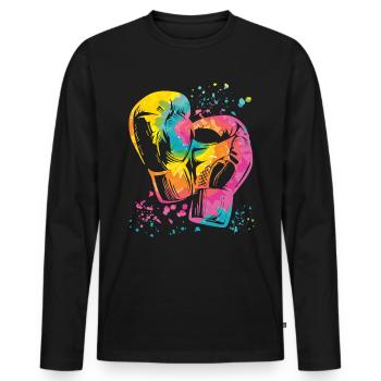 Boxing Fighter Enfants Boxer de match de boxe - T-shirt manches longues Premium bio Homme - noir - Devant - Nico (187cm)