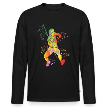 Lancer de javelot Colorsplash Lancer de javelot - T-shirt manches longues Premium bio Homme - noir - Devant - Nico (187cm)