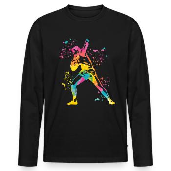 Shot Putter Colorsplash Shot Put - Men's Premium Organic Long Sleeve Shirt - black - Front - Nico (187cm)