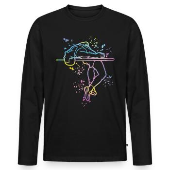 High Jumper Watercolor High Jump - Men's Premium Organic Long Sleeve Shirt - black - Front - Nico (187cm)