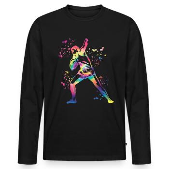 Shot Putter Colorsplash Shot Put - Men's Premium Organic Long Sleeve Shirt - black - Front - Nico (187cm)