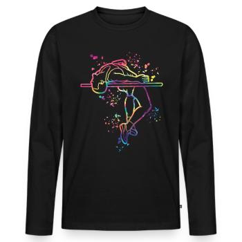 Saut en hauteur Aquarelle Saut en hauteur - T-shirt manches longues Premium bio Homme - noir - Devant - Nico (187cm)