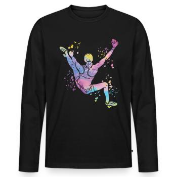 Boulderer Colorsplash Boulder Bouldern - Männer Premium Bio Langarmshirt - Schwarz - Vorne - Nico (187cm)