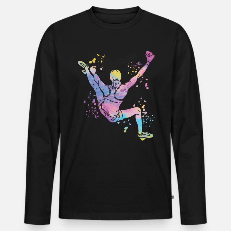 Boulderer Colorsplash Boulder Bouldern - Männer Premium Bio Langarmshirt - Schwarz