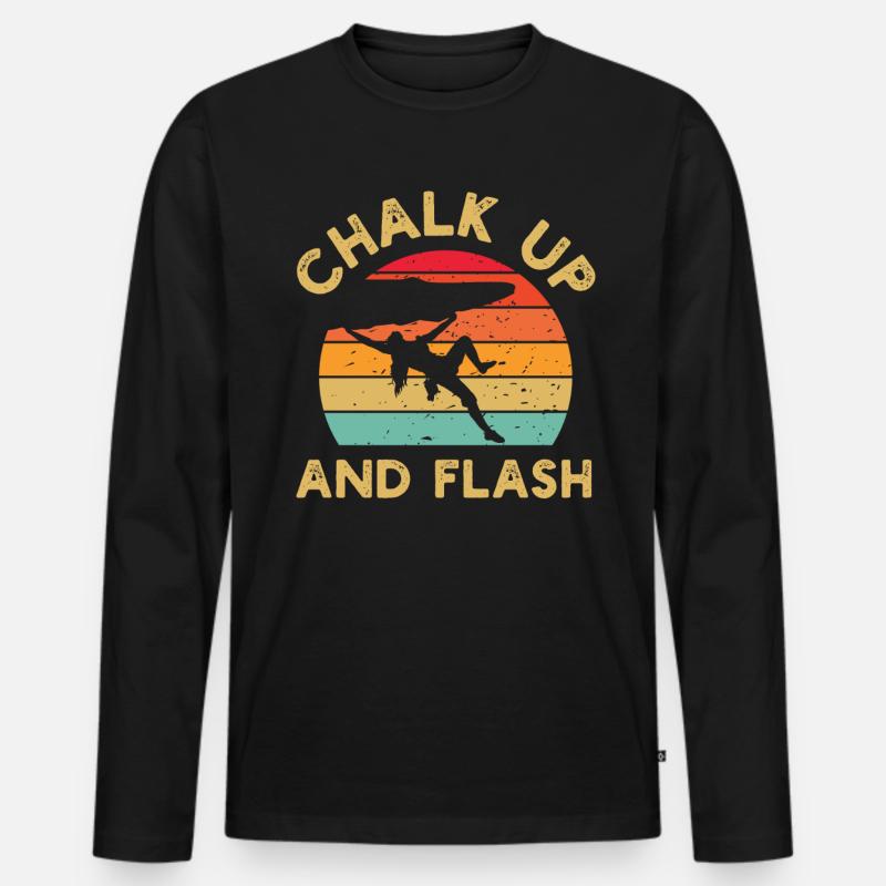 Chalk Up Und Flash Boulderer Boulder - Männer Premium Bio Langarmshirt - Schwarz