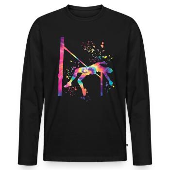 Saut en hauteur Aquarelle Saut en hauteur - T-shirt manches longues Premium bio Homme - noir - Devant - Nico (187cm)