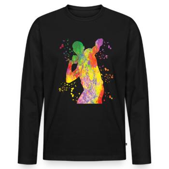 Shot Putter Colorsplash Shot Put - Men's Premium Organic Long Sleeve Shirt - black - Front - Nico (187cm)