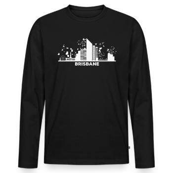 Brisbanites Skyline Brisbane - Men's Premium Organic Long Sleeve Shirt - black - Front - Nico (187cm)