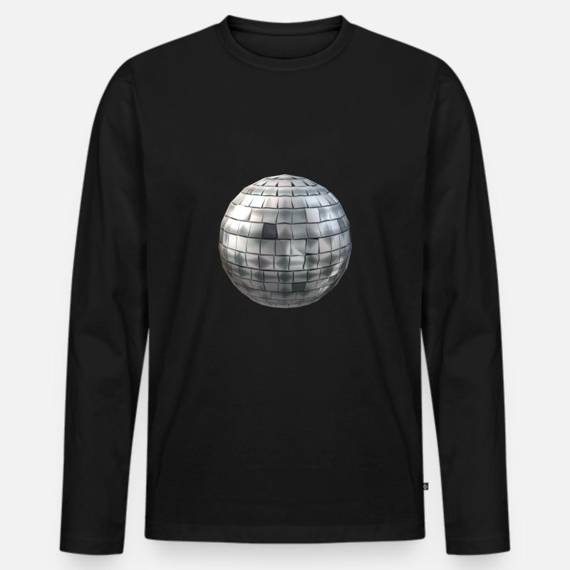 Silberne Diskokugel - Männer Premium Bio Langarmshirt - Schwarz