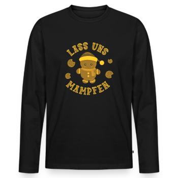 Pain d'épice, grignotons Noël - T-shirt manches longues Premium bio Homme - noir - Devant - Nico (187cm)