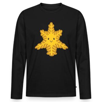 Poinsettia Scheeflocken Christmas - Men's Premium Organic Long Sleeve Shirt - black - Front - Nico (187cm)